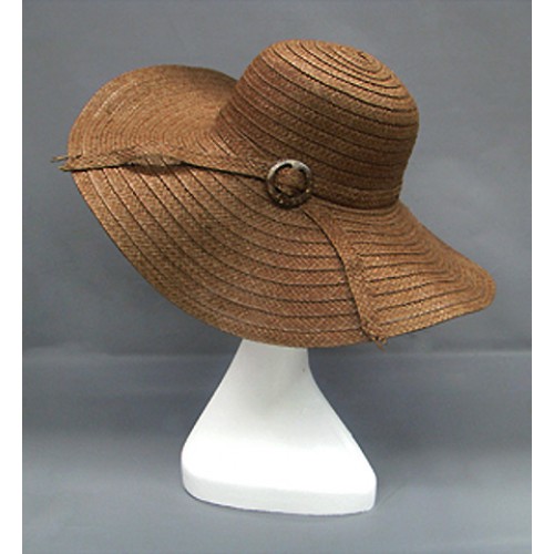 Straw Hat: Paper Straw Wide Brim Hat w/ Buckled Band- Brown - HT-ST1161BN Straw Hat: Paper Straw Wide Brim Hat w/ Buckled Band- Brown - HT-ST1161BN